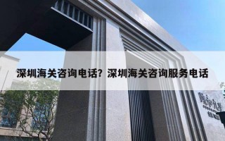 深圳海關咨詢電話？深圳海關咨詢服務電話