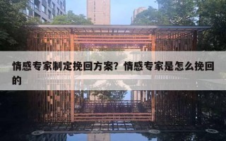 情感專家制定挽回方案？情感專家是怎么挽回的